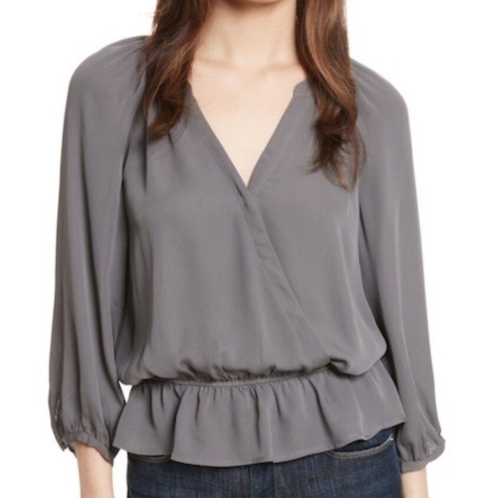 Joie Gray V-Neck Peplum Blouse
